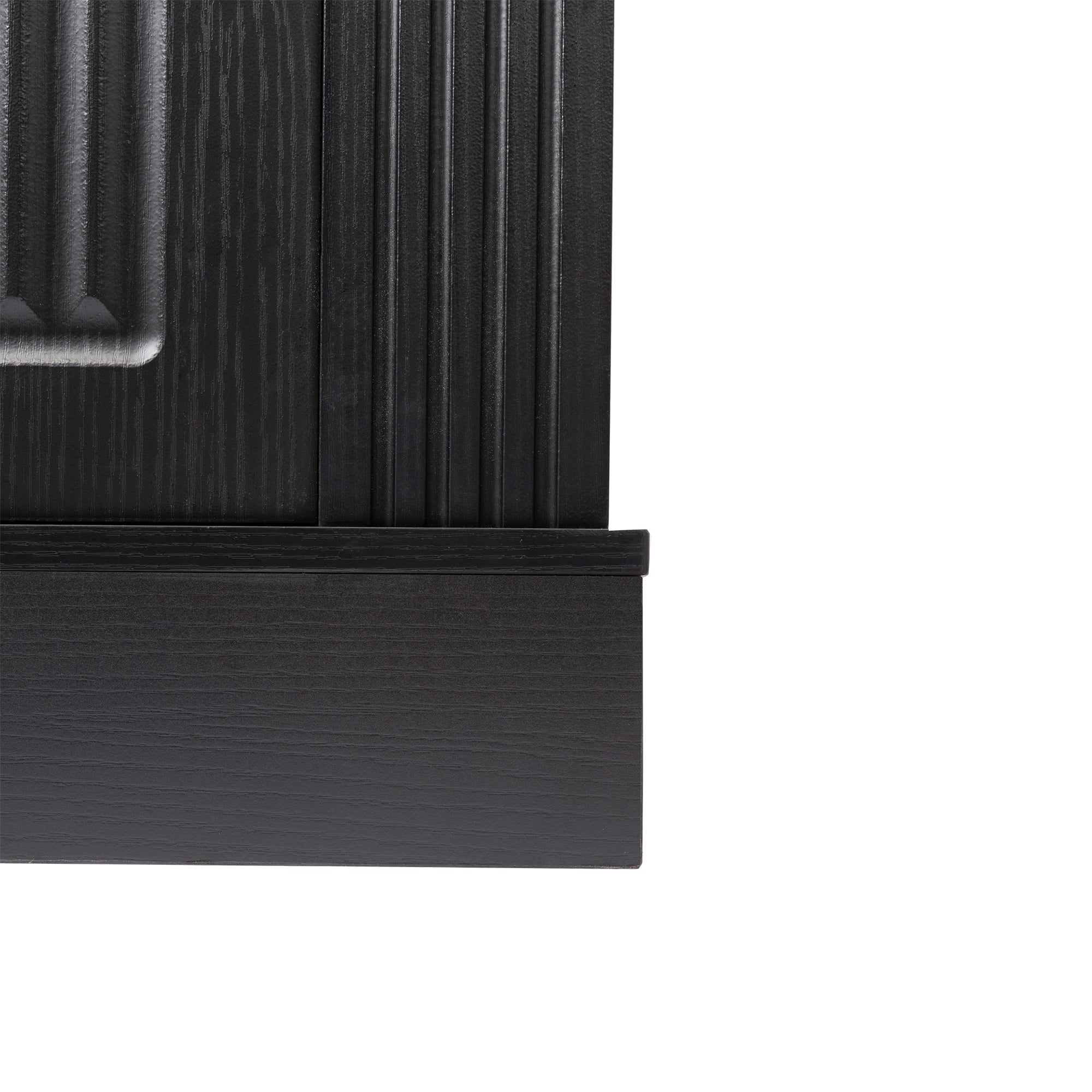 Black Fluted Sideboard Buffet Cabinet with 4 Doors and 3 Drawers, Modern Wood Kitchen Storage Console Table for Living Room Dining Room Entryway, 63' - Grand Goldman Shop
