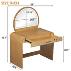 39' Makeup Vanity Table with Mirror Touch Screen Lighted Mirror, Dressing Table with Drawer for Bedroom, Natural - Grand Goldman Shop