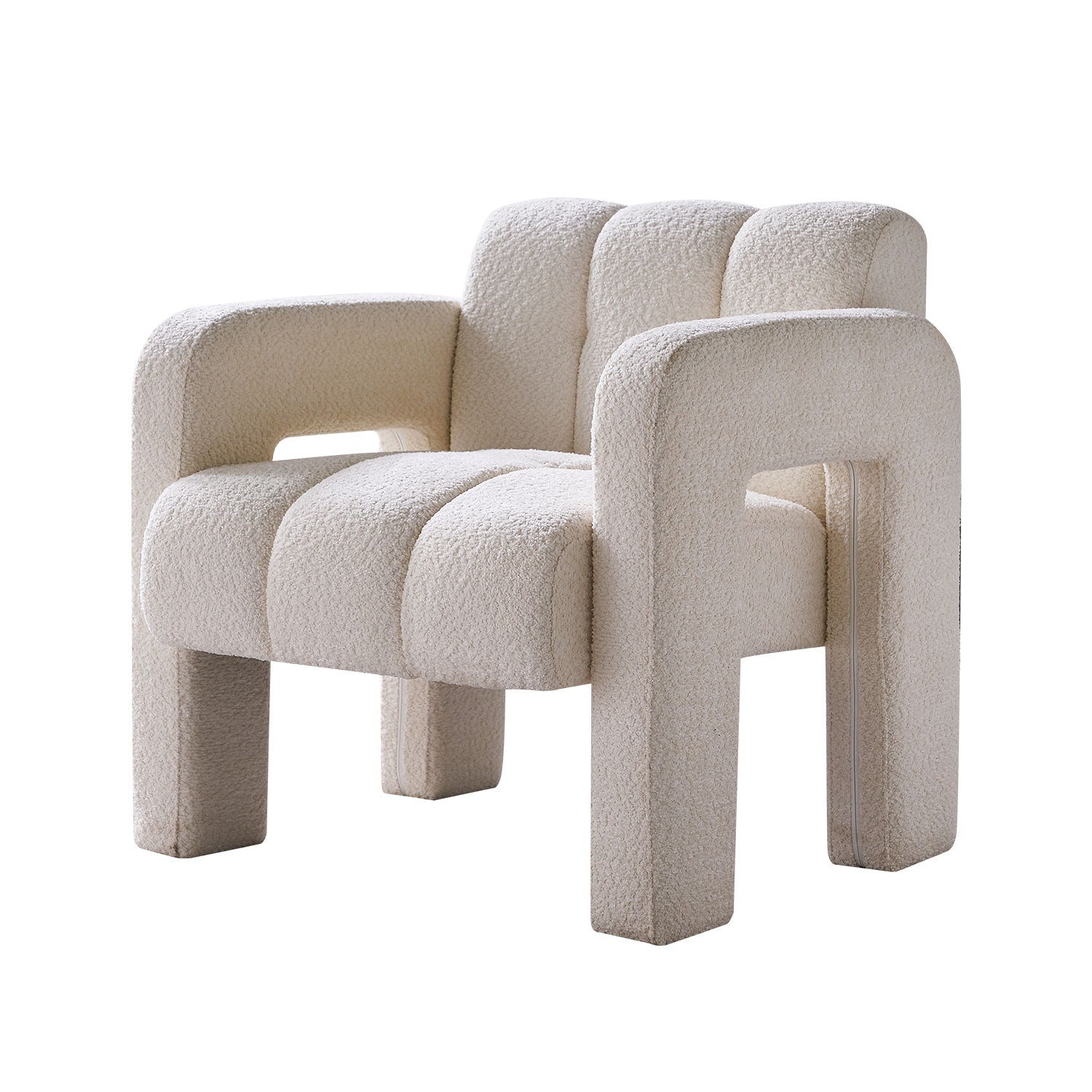 Stylish Boucle Upholstered Accent Chair with Solid Wood Frame and High-Density Foam in Beige - Grand Goldman Shop