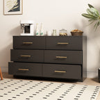 Black color Large 6 drawers chest of drawer dressers table with golden handle - Grand Goldman Shop