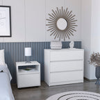 Milford 2 Piece Bedroom Set, Nightstand + Dresser, White - Grand Goldman Shop