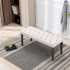 Heng Ming Upholstered Tufted Bench Ottoman , Velvet Dining Bench Bedroom Bench  Footrest Stool Accent Bench for Entryway Dining Room Living Room, Beige - Grand Goldman Shop