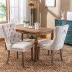 Nikki Collection Modern, High-end Tufted Solid Wood Contemporary Velvet Upholstered Dining Chair with Wood Legs Nailhead Trim 2-Pcs Set,Beige, SW2001BG - Grand Goldman Shop