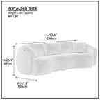 Mid Century Modern Curved Living Room Sofa, 4-Seat Boucle Fabric Couch for Bedroom, Office, Apartment, off white(beige and white) - Grand Goldman Shop