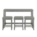 59 Inch Bar Table, Dining Table, Sofa Table with Power Outlet, 3 Upholstered Stools, 4 Piece Bar Table and Chair Set for Living Room, Dining Room, Kitchen - Grand Goldman Shop