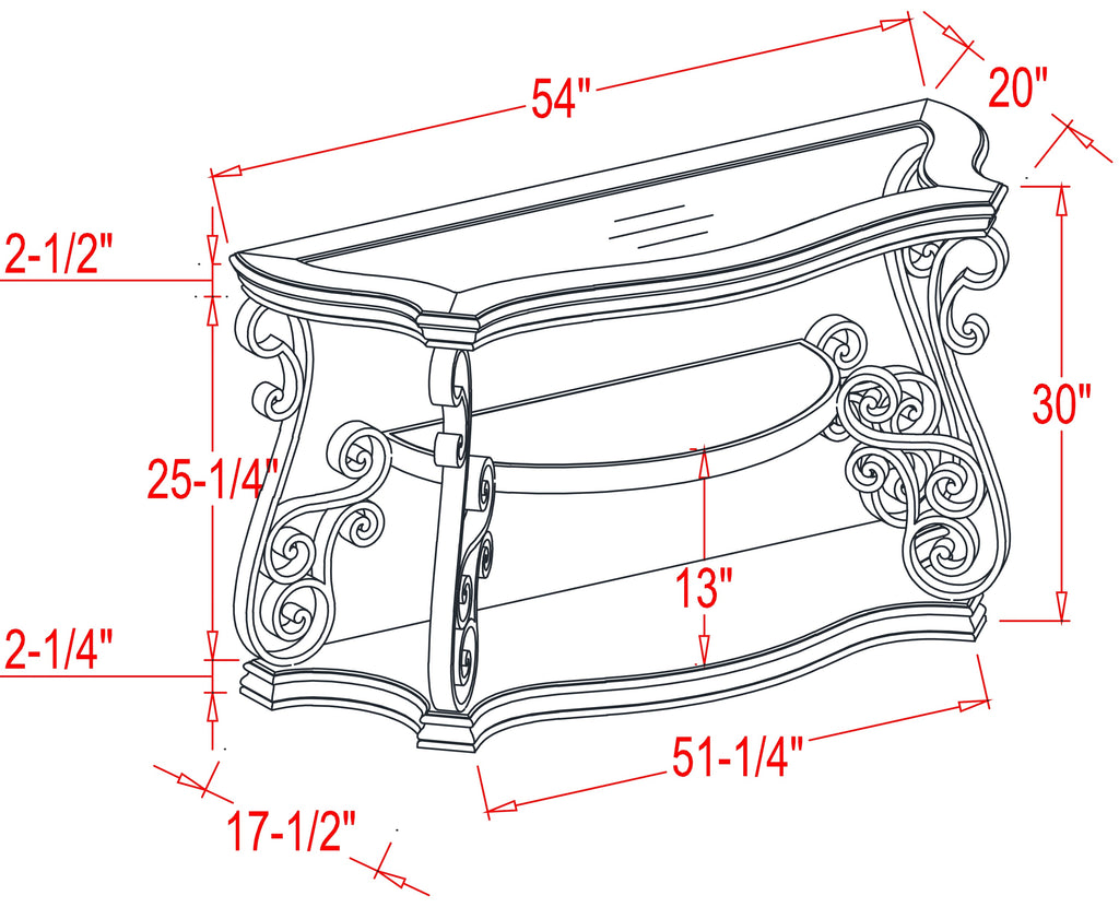 Sofa Table, Glass table top, MDF W/marble paper middle shelf, powder coat finish metal legs. (54'Lx20'Wx30'H) - Grand Goldman Shop