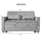 Convertible Sofa Bed, 3-in-1 Pull Out Couch Bed with Reclining Backrest, Pillows, Light Gray Velvet. - Grand Goldman Shop
