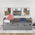 Gray Twin Size Platform Bed with Two Drawers, Pine Wood and MDF Construction - Grand Goldman Shop