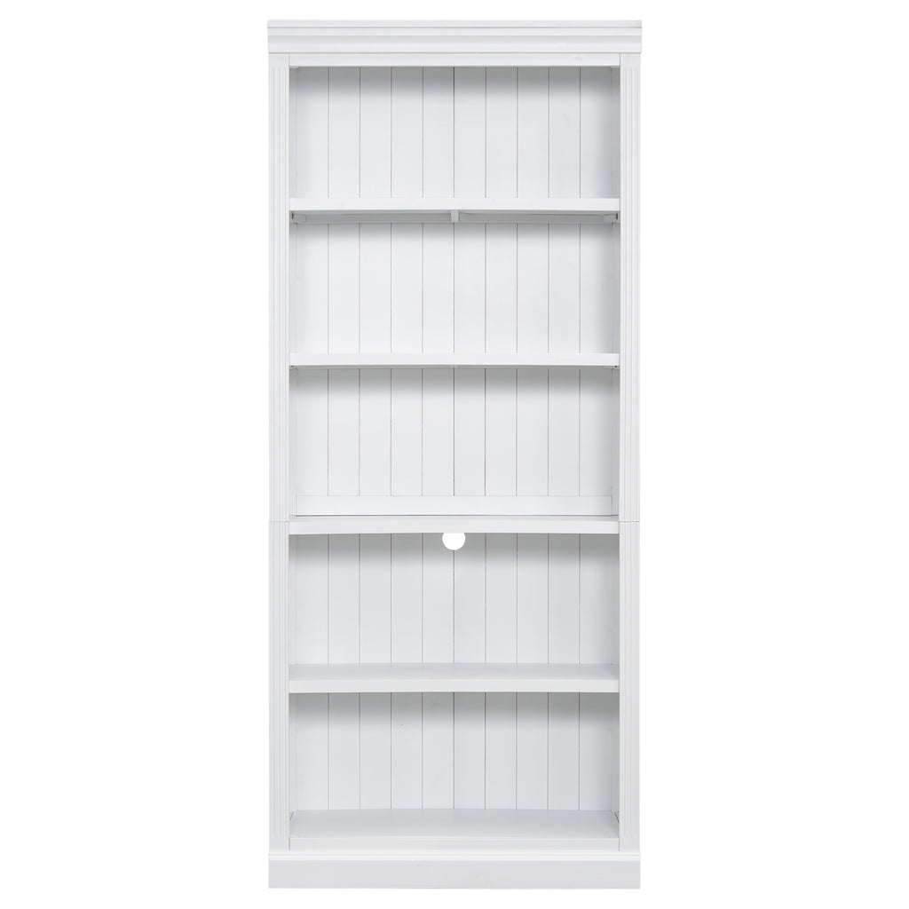 83.4' Tall Wood Bookcase with light strip,5-Tier Decor Bookshelves with Adjustable Shelves,Storage Organizer for CDs/Books,Free Standing Storage Shelves for Living Room,Home Office,White - Grand Goldman Shop