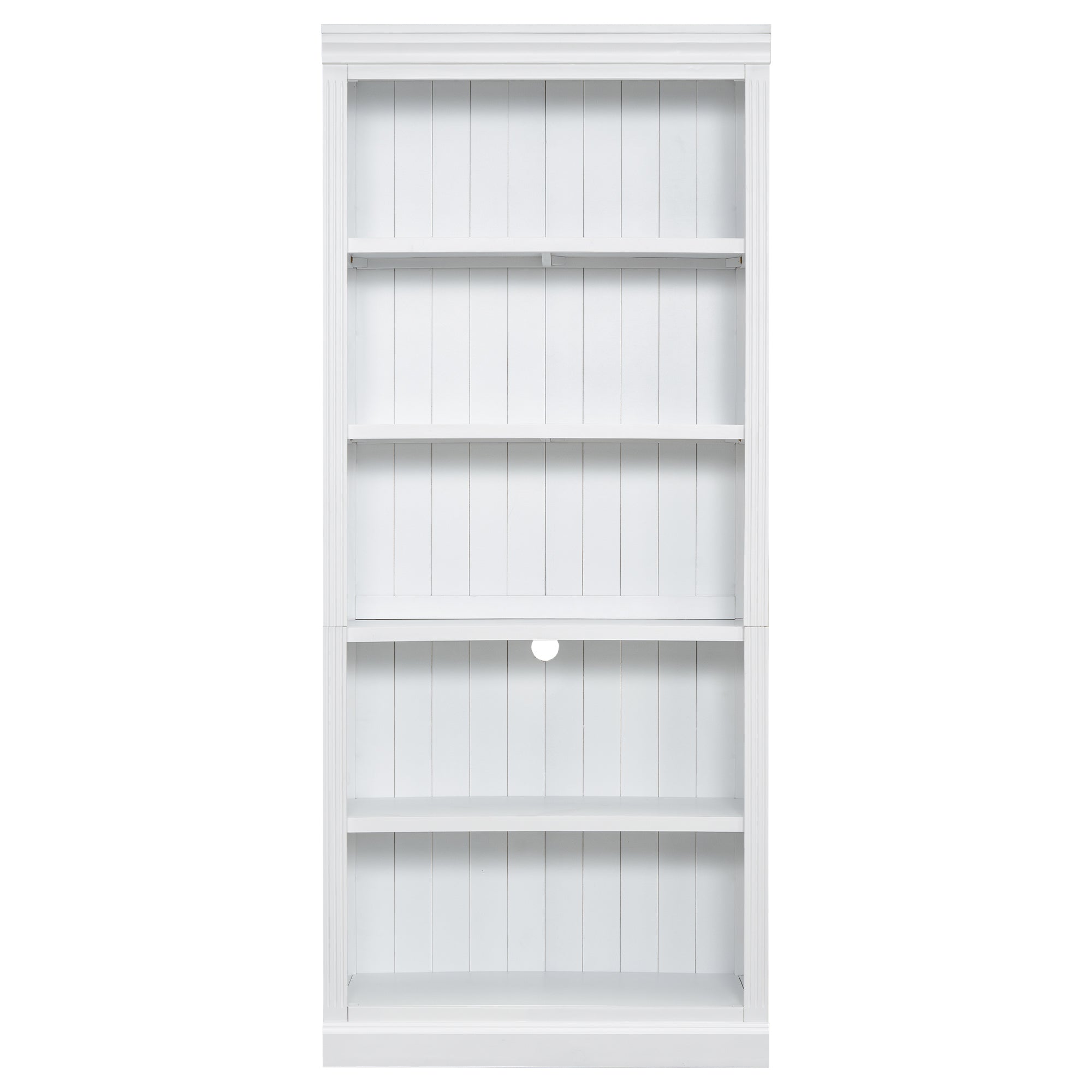 83.4' Tall Wood Bookcase with light strip,5-Tier Decor Bookshelves with Adjustable Shelves,Storage Organizer for CDs/Books,Free Standing Storage Shelves for Living Room,Home Office,White - Grand Goldman Shop