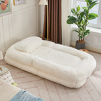 [NEW ARRIVED] [VIDEO PROVIDED] Human Dog Bed,Lazy Sofa,5-Position Adjustable Convertible,Floor Gaming Chair,bedroom, living room,Suitable for gaming, meditation,relaxation,Plush Fabric,Beige - Grand Goldman Shop