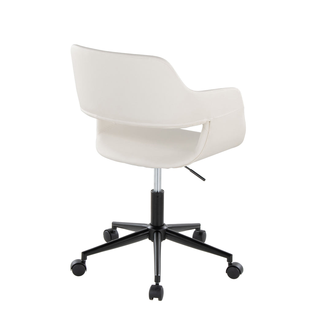 Contemporary Task Chair in Black Metal and White Faux Leather | Premium Home Decor - Grand Goldman