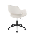 Contemporary Task Chair in Black Metal and White Faux Leather | Premium Home Decor - Grand Goldman