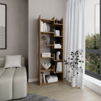 Clover 67' Tall Free standing 6-Tier Bookcase Storage Cabinet, Home Office, Living room, Bookshelf Dark Walnut - Grand Goldma