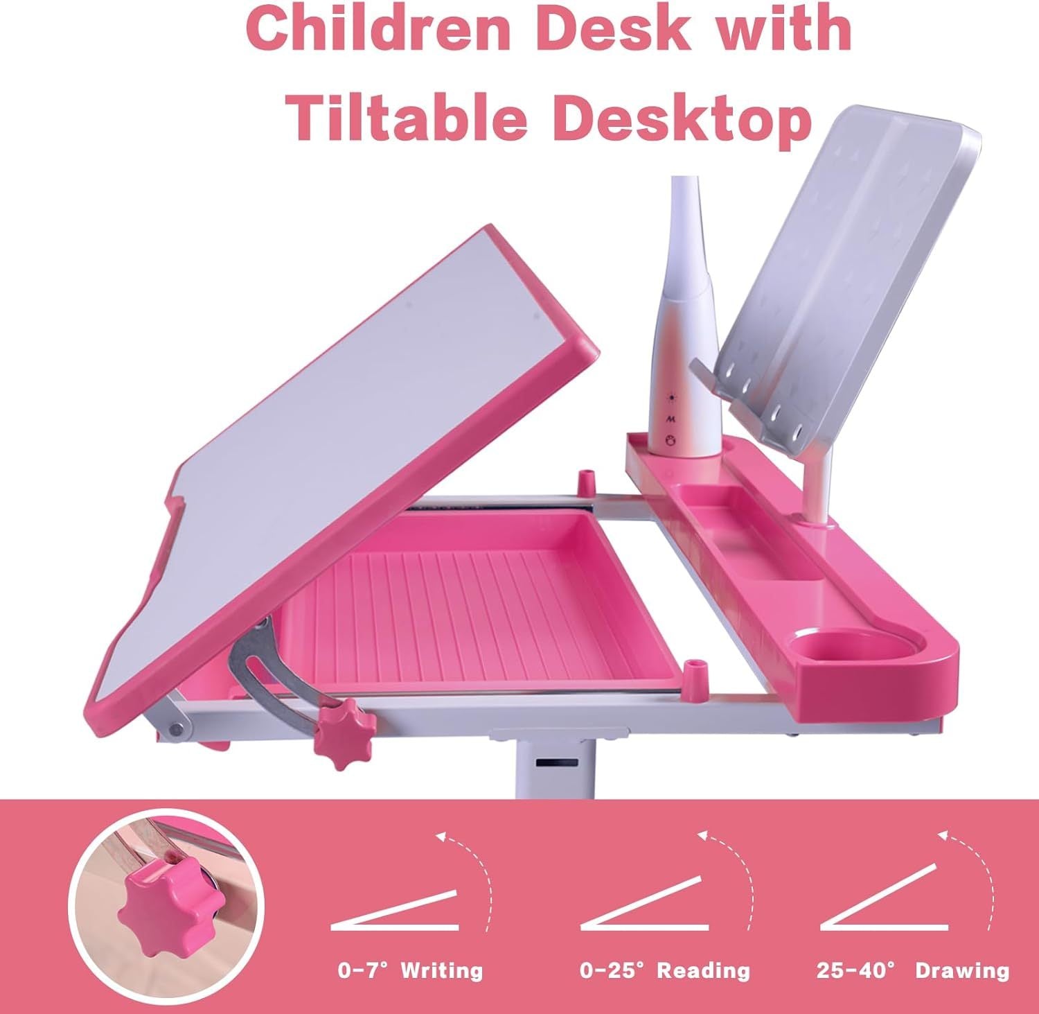 Desk for Kids Desk and Chair Set Kids Art Desk Drafting Table Desk Set with Adjustable Height, 40-Degree Tiltable Children De