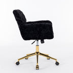 A&A Furniture Office Chair,Artificial rabbit hair Home Office Chair with Golden Metal Base,Adjustable Desk Chair Swivel Offic