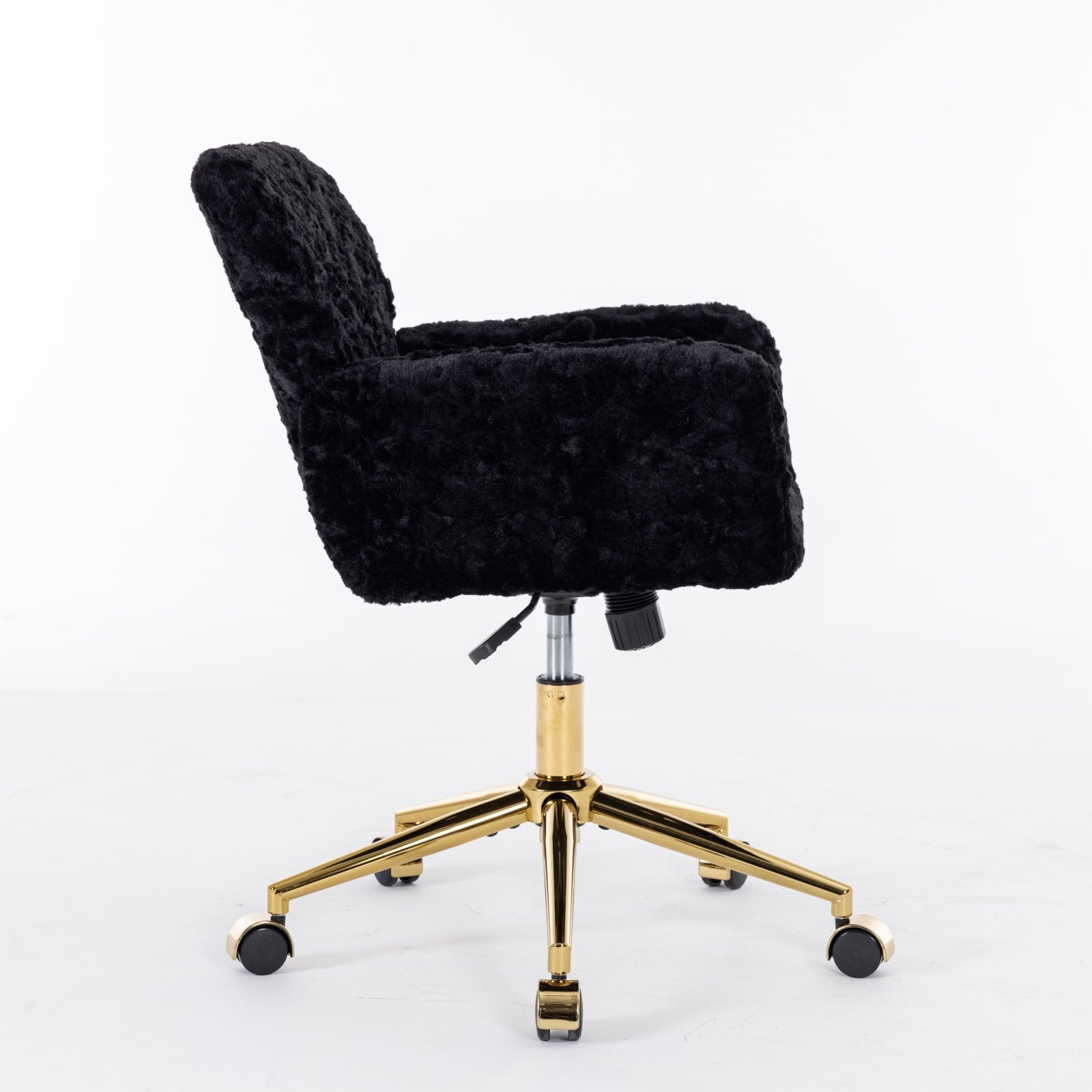 A&A Furniture Office Chair,Artificial rabbit hair Home Office Chair with Golden Metal Base,Adjustable Desk Chair Swivel Offic