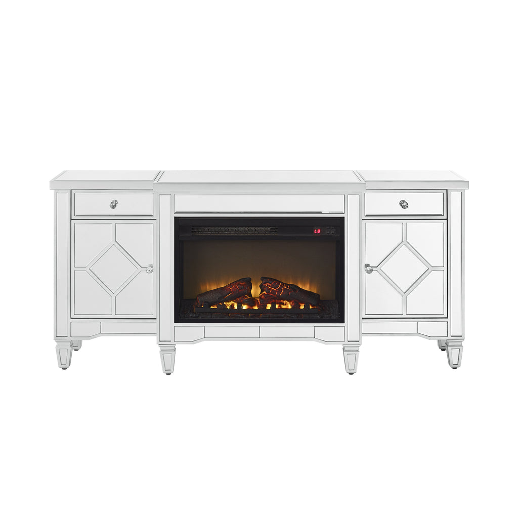 W 57' X D 15 ' X H 25.6' Flash silver combination TV fireplace cabinet - Grand Goldman Shop
