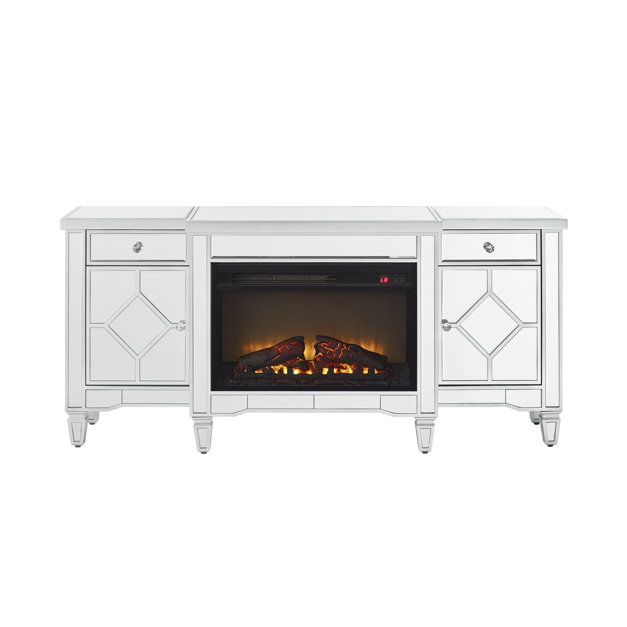 W 57' X D 15 ' X H 25.6' Flash silver combination TV fireplace cabinet - Grand Goldman Shop