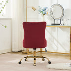 Stylish A&A Furniture Office Chair,Modern Velvet Upholstered Tufted Button Home Office Chair with Golden Metal Base,Adjustabl