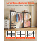 Clothing Garment Rack, Heavy Duty Clothes Rack, Freestanding Clothes Racks with Steel Frame, 800 lbs Load Capacity Closet Wardrobe with Storage Shelves for Bedroom, Clothing Store, Hallway - Grand Goldman Shop