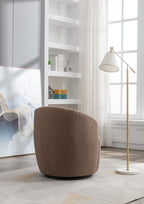 Teddy Fabric Swivel Accent Armchair Barrel Chair With Black Powder Coating Metal Ring,Coffee Brown - Grand Goldman Shop