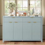 U_STYLE Modern 55.1'' Sideboard Buffet Cabinet with 2 Drawers & 4 Doors, Adjustable Shelves, Wave-Pattern Design, Aluminum Handles, Painted MDF, Scandinavian Storage for Dining Room, Living Room - Grand Goldman Shop