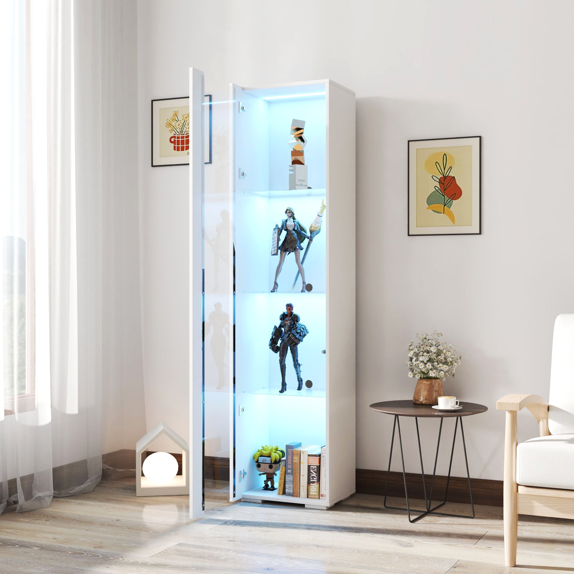 Side cabinet with aluminum strip lamp, - Grand Goldman Shop
