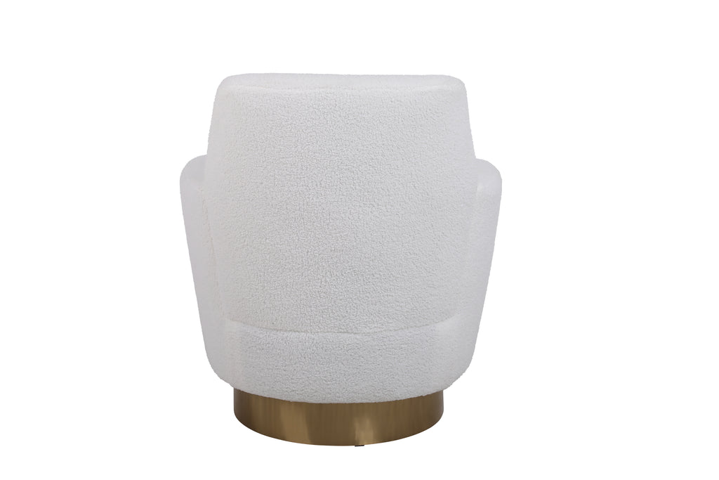 Teddy Swivel Barrel Chair, Swivel Accent Chairs Armchair for Living Room, Reading Chairs for Bedroom Comfy, Round Barrel Chairs with Gold Stainless Steel Base (Ivory) - Grand Goldman Shop