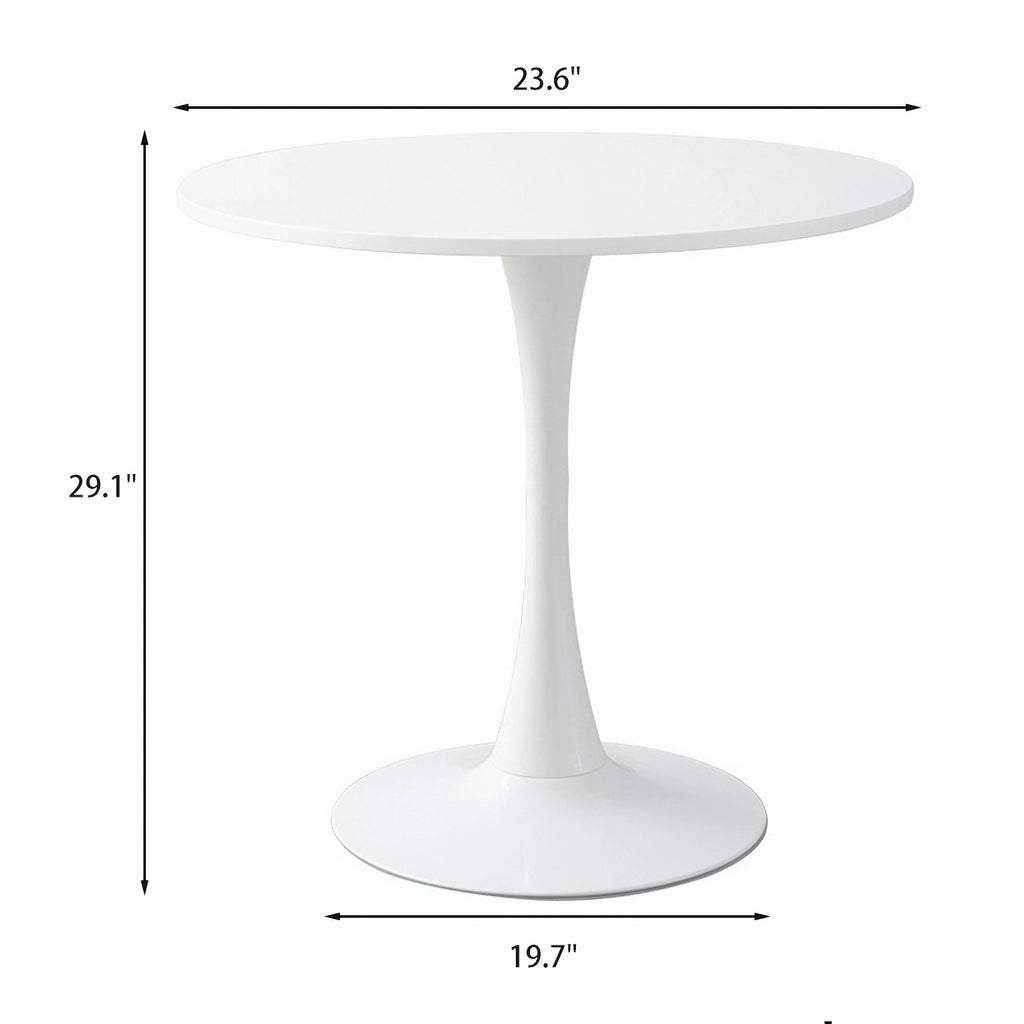 White Round Table, Modern Dining Table, MDF Top and Steel Base Tulip Round Kitchen Table, Mid Century Coffee Table for Living Room 24 Inch, Oval Dining Table - Grand Goldman Shop