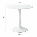 White Round Table, Modern Dining Table, MDF Top and Steel Base Tulip Round Kitchen Table, Mid Century Coffee Table for Living Room 24 Inch, Oval Dining Table - Grand Goldman Shop