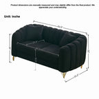 Modern Chenille Loveseat Sofa with Gold Metal Legs, Black Upholstery for Living Room and Bedroom - Grand Goldman Shop