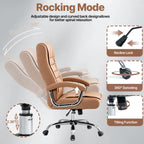 Executive Office Chair High Back PU Leather Desk Chair with Spring Seat Cushion, Ergonomic Swivel Computer Chair with Chrome 