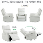 270° Power Swivel Rocker Recliner Chair, PU Leather Electric Glider Reclining Sofa with USB Ports, Power Swivel Glider, Rocking Chair,Nursery Recliners for Living Room Bedroom(Light Gray+270°Swivel) - Grand Goldman Shop