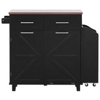 K&K 47.2' Farmhouse Kitchen Island with Drop Leaf, Kitchen Storage Island with Removable Side Racks, Two Drawers, Rolling Kitchen Cart on Wheels with Towel Rack, for Home, Kitchen, Dining Room, Black - Grand Goldman Shop