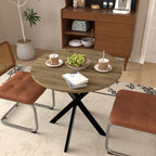 Modern 31.5 Inch Round Dining Table in Rustic Brown with Black Metal Legs, MDF Top for 2-4 People, Compact Kitchen or Dining Room Table - Grand Goldman Shop