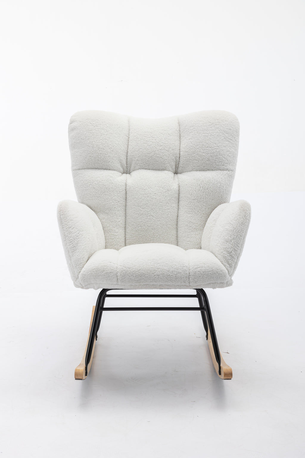 050-Teddy Fabric Rocking Gilder Nursery Chair For Living Room Indoor,Ivory - Grand Goldman Shop