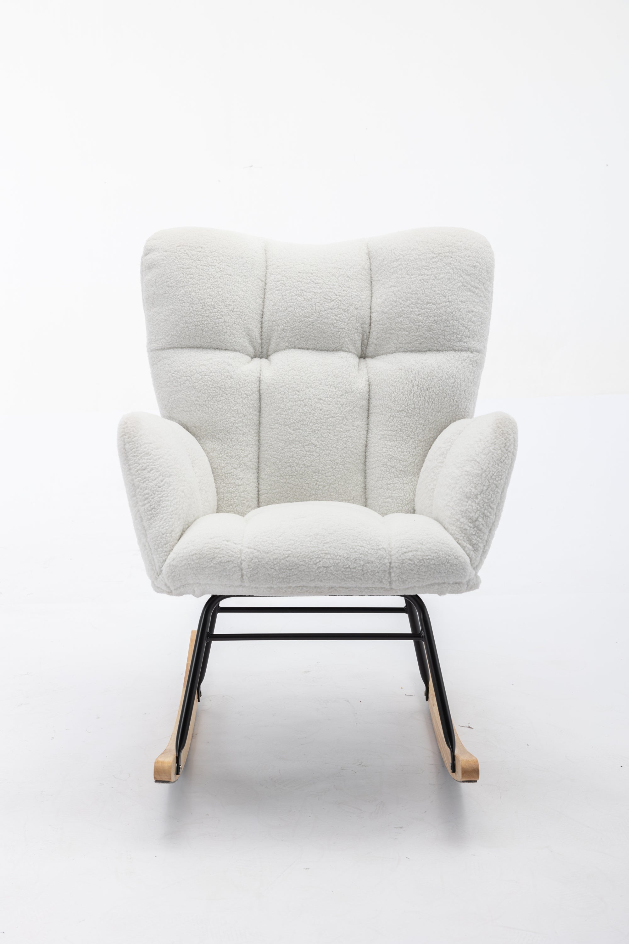 050-Teddy Fabric Rocking Gilder Nursery Chair For Living Room Indoor,Ivory - Grand Goldman Shop
