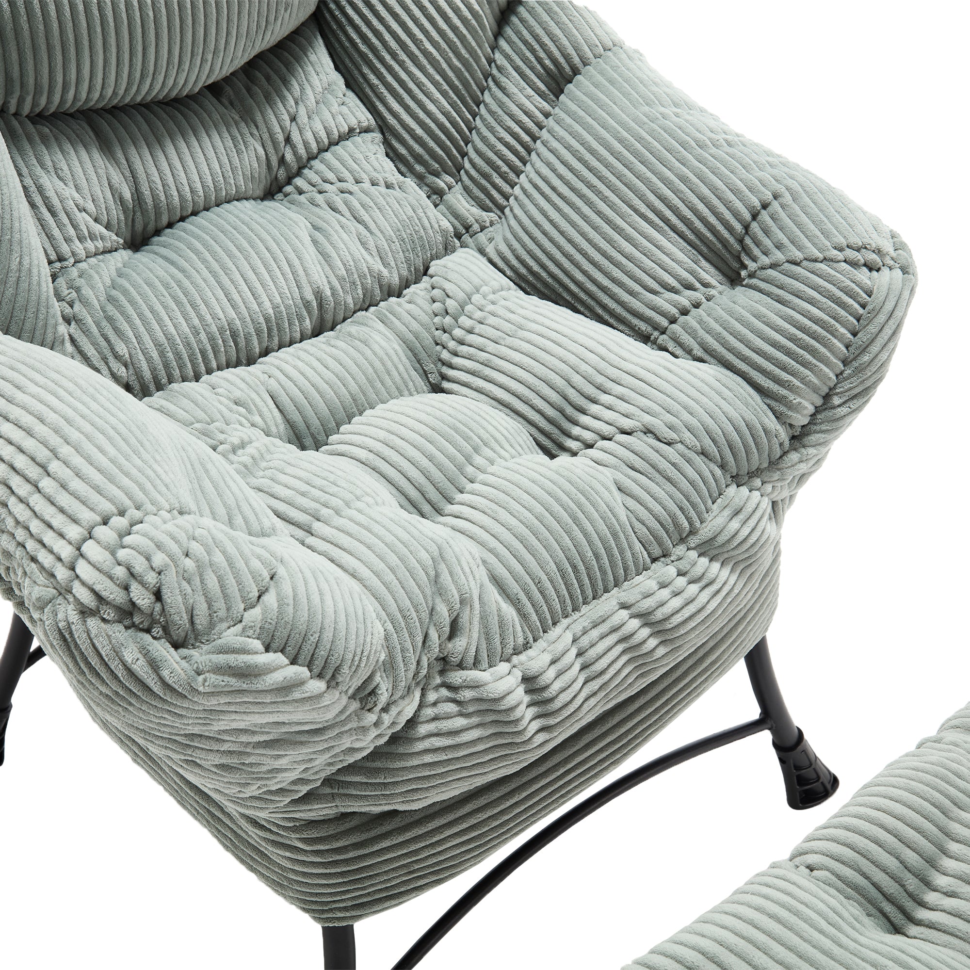 Lazy Chair with Ottoman, Modern Lounge Accent Chair with Armrests and a Side Pocket, Leisure Upholstered Sofa Chair Reading Chair with Footrest for Small Space, Corner Chair-Light green - Grand Goldman Shop