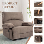 Oversized Velvet Recliner Chair Sofa with Manual Push-Back Functionality in Brown - Grand Goldman Shop