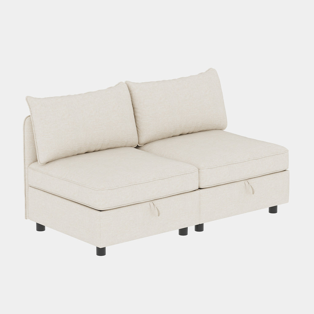 Armless Seat for Modular Sectional Sofa, Convertible Sofa Seat With Storage, Sleeper Sectional Sofa Set, Fabric Flexible Modular Combinations for Living Room(2PCS) - Grand Goldman Shop