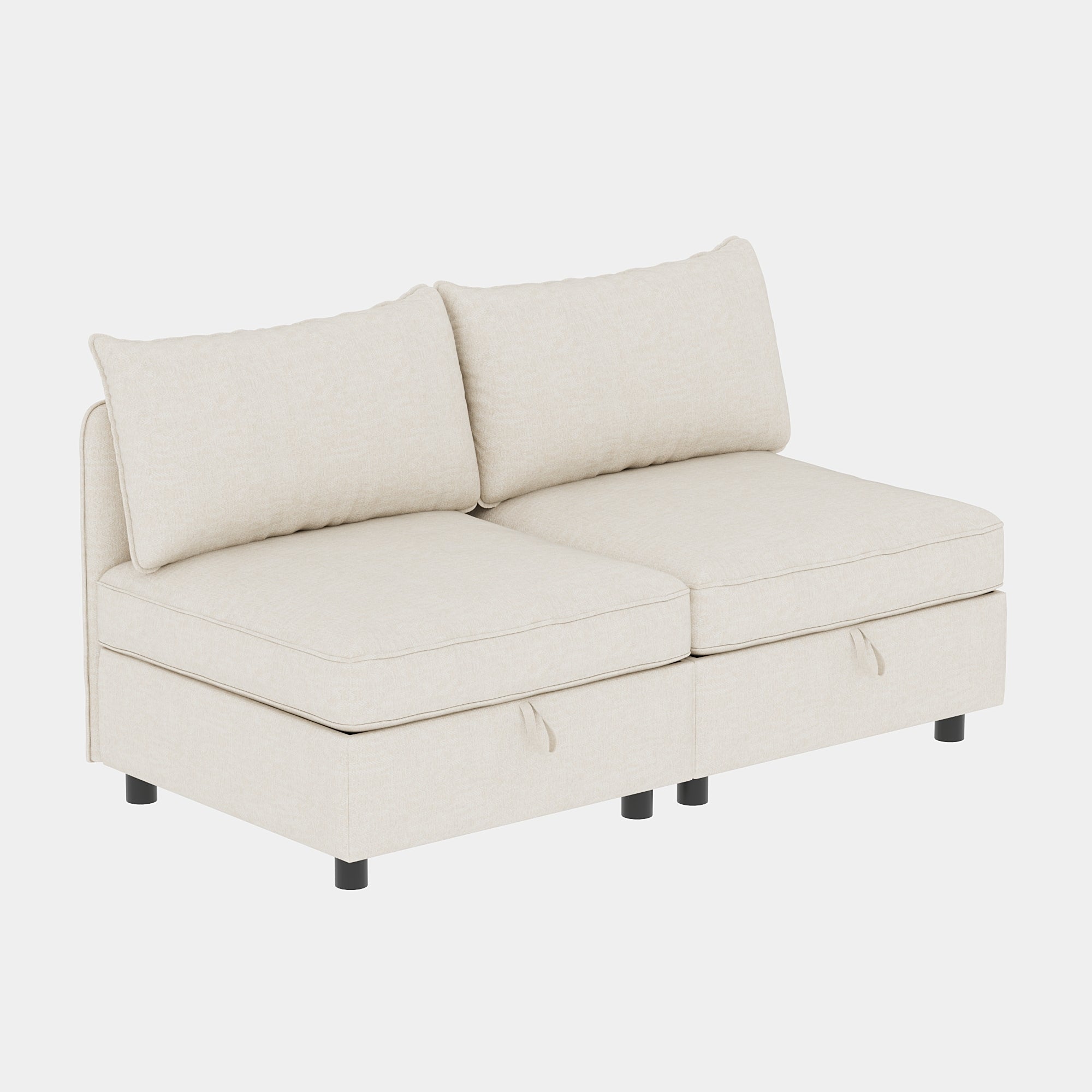 Armless Seat for Modular Sectional Sofa, Convertible Sofa Seat With Storage, Sleeper Sectional Sofa Set, Fabric Flexible Modular Combinations for Living Room(2PCS) - Grand Goldman Shop
