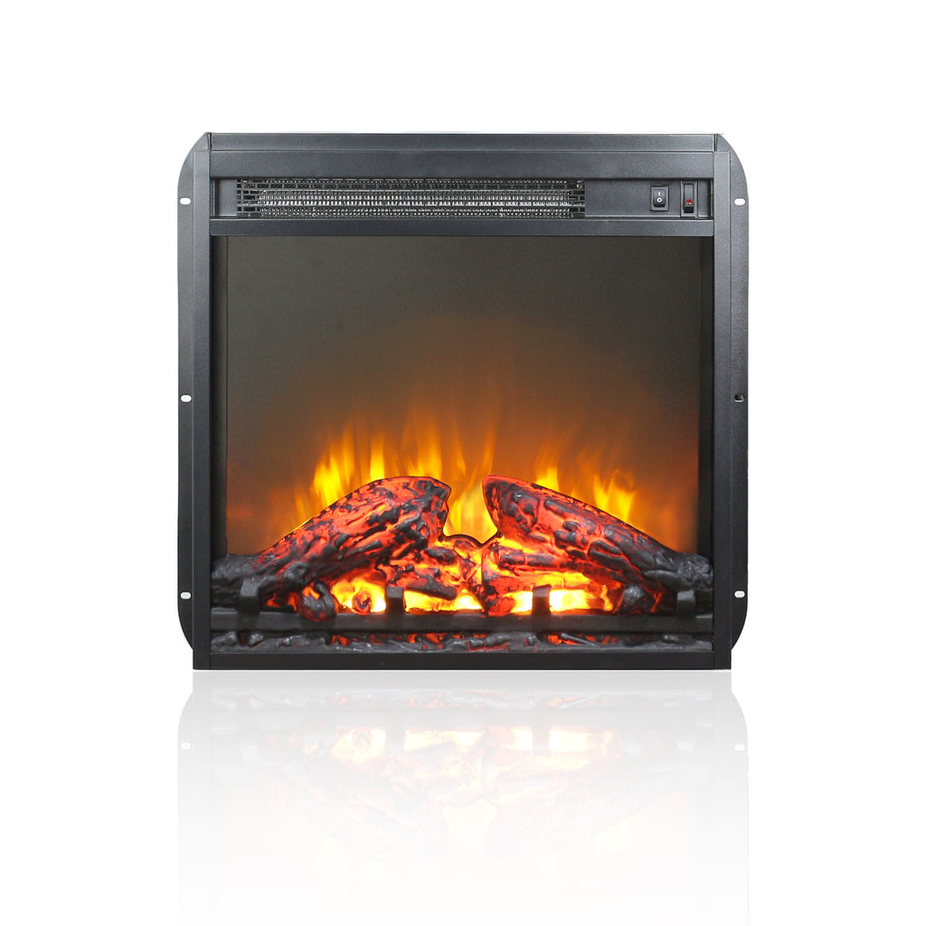 18 inch electric fireplace insert, ultra thin heater with log set & realistic flame, overheating protection - Grand Goldman Shop
