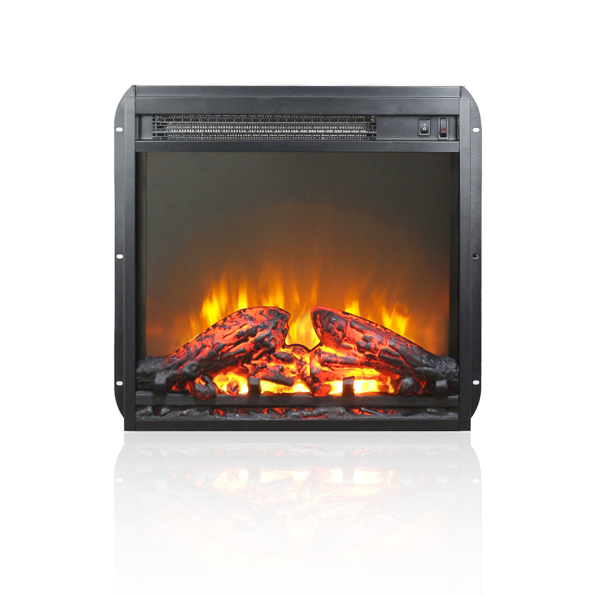 18 inch electric fireplace insert, ultra thin heater with log set & realistic flame, overheating protection - Grand Goldman Shop