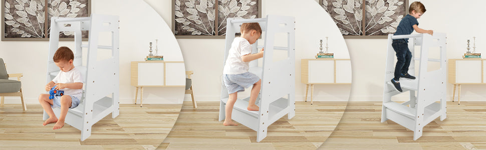 ECOMEX Toddler Standing Tower for Kitchen, Step Stool for Kid's Adjustable Height Learning Stool, Removable Anti-Drop Safety 
