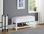 Rouen Seating Bench with Shoe Storage, White - Grand Goldman Shop