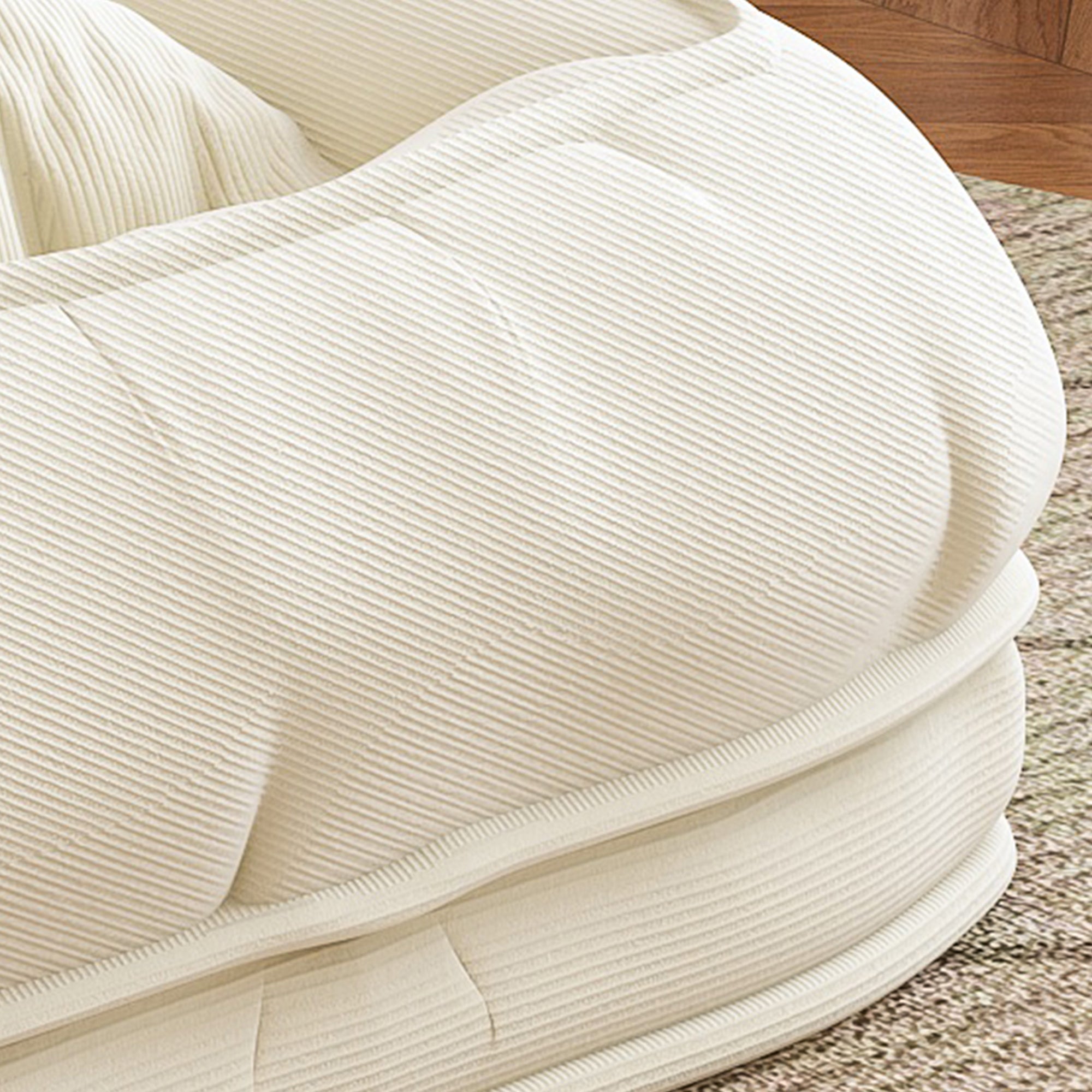 Upholstered Foldable Lazy Sofa Bed for Adults and Pets, Adjustable Recliner with 5 Positions, Off White Corduroy, 70.87 x 37.40 x 11.02 inches - Grand Goldman Shop