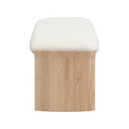 51.5 Inch Beige Rubber Wood Footstool for Bedroom and Living Room – Natural Finish with Soft Fabric Cushion - Grand Goldman Shop