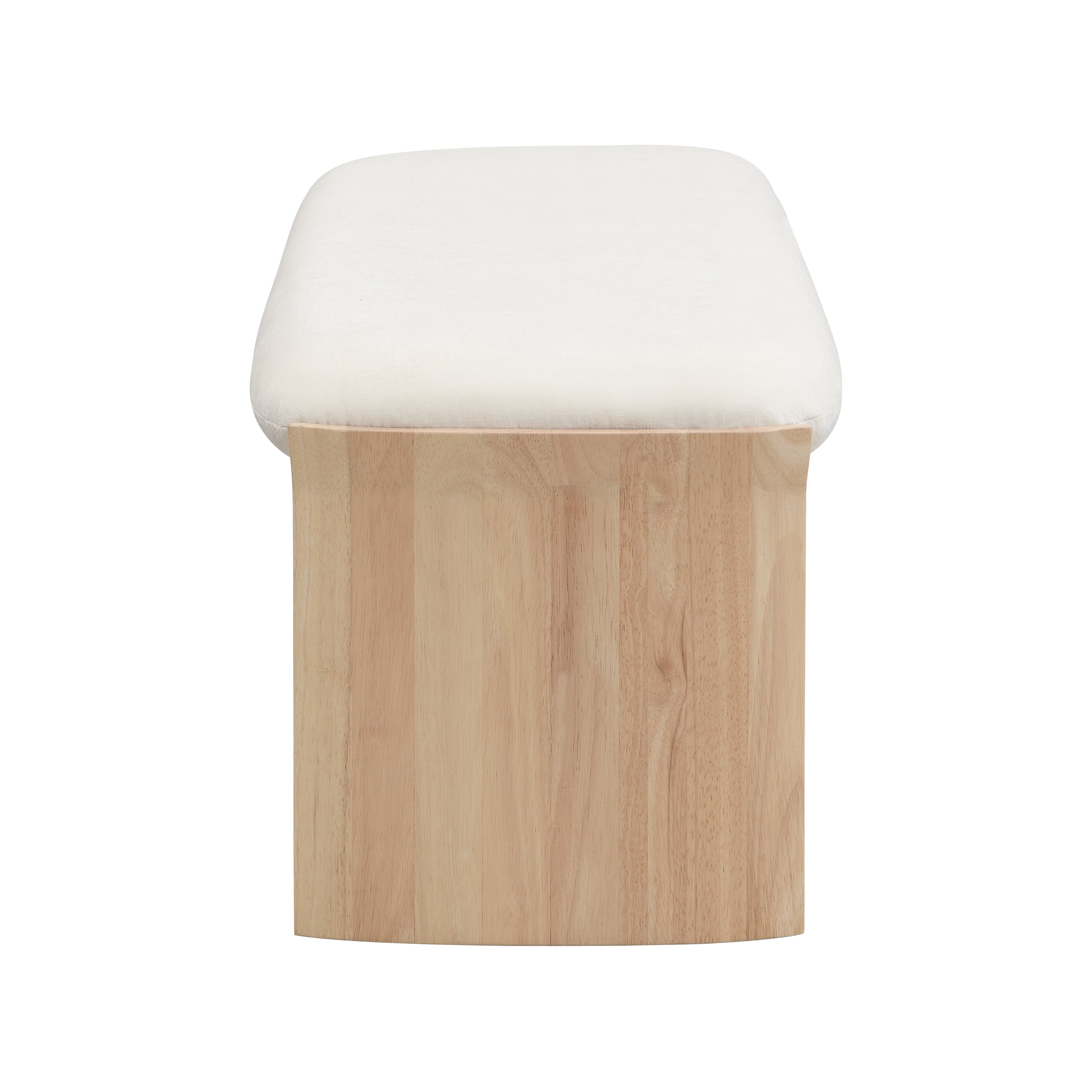51.5 Inch Beige Rubber Wood Footstool for Bedroom and Living Room – Natural Finish with Soft Fabric Cushion - Grand Goldman Shop