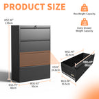 Modern Black 4-Drawer Lateral File Cabinet with Lock, Metal Filing Cabinet for Legal/Letter/A4/F4 - Grand Goldman